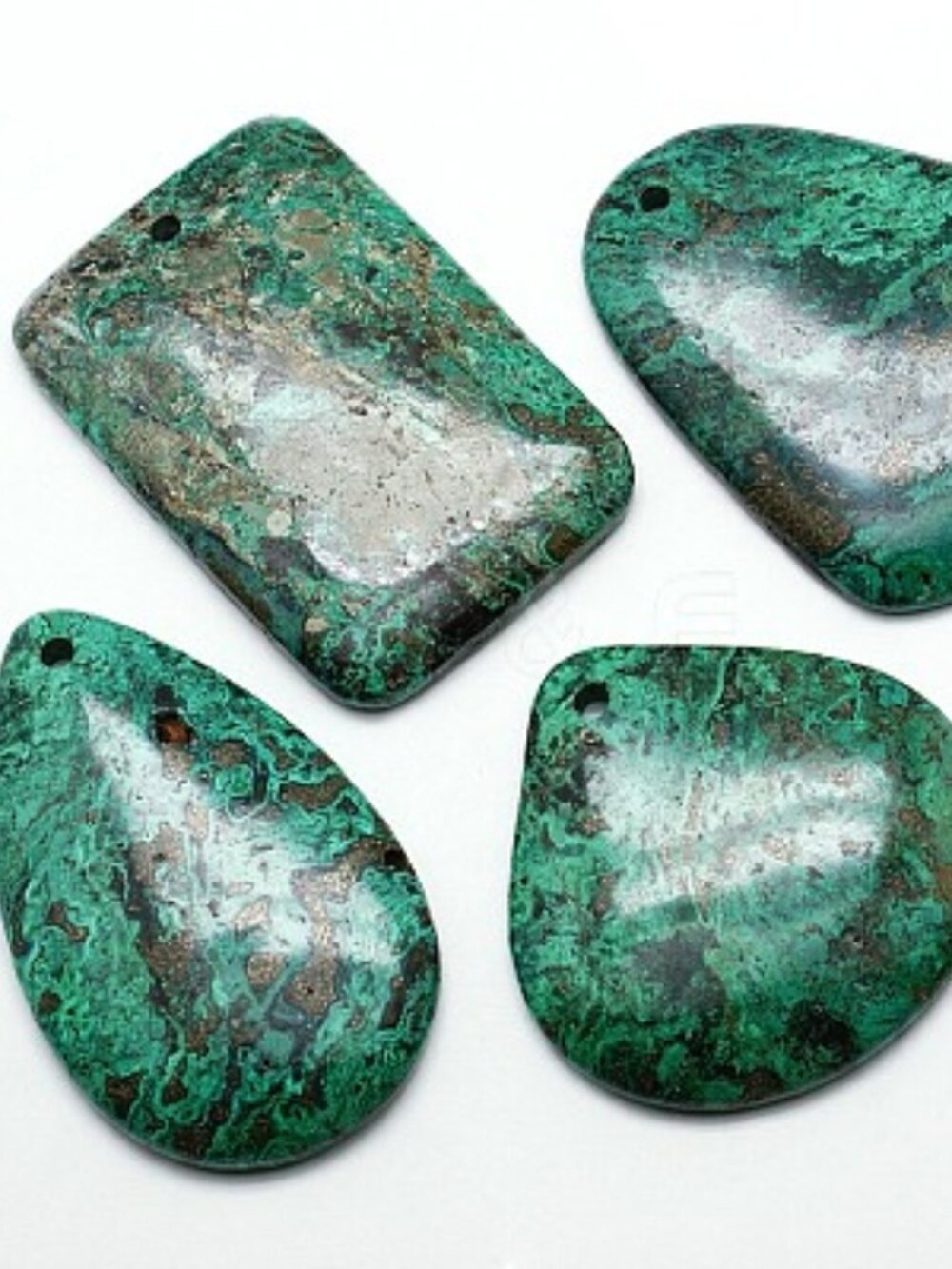 Lot of 15 Natural Gemstone Chrysocolla Pendants Mixed Shapes Jewelry Making